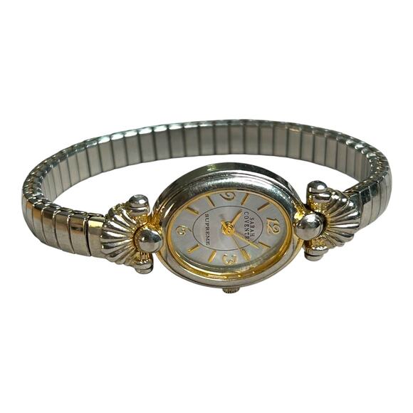 Vintage Sarah Coventry Supreme Two Tone Gold Silver MOP Expansion Band Watch - Picture 4 of 5